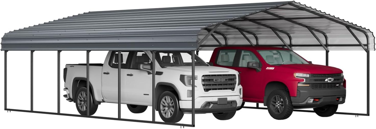EASYHAWK 20'x30' Metal Carport,Heavy Duty Carport Canopy,Galvanized Steel Roof,Outdoor Carport Metal Garage Shelter 2 Vehicle,Truck,Boat,SUV