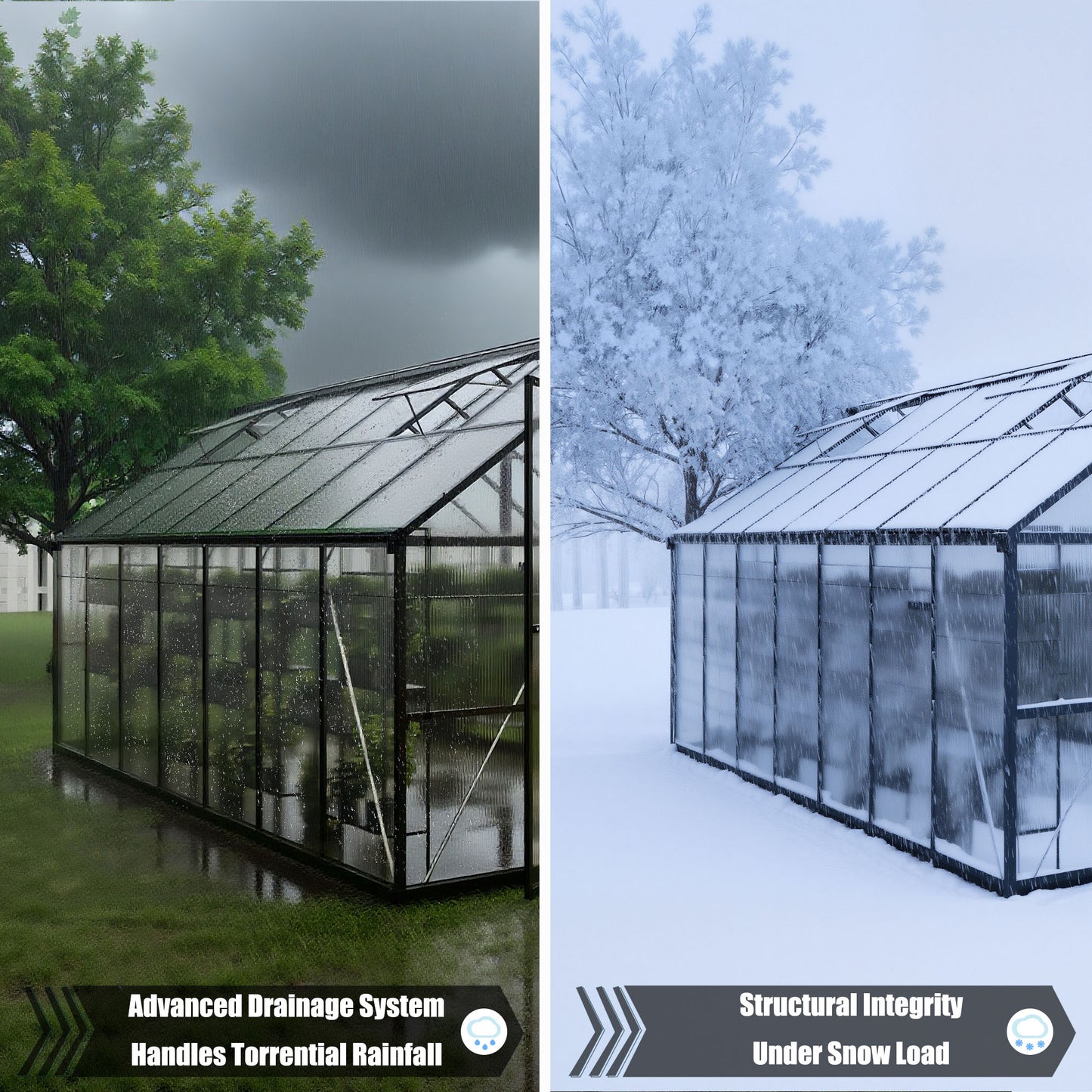 EASYHAWK 8 Ft. W x 14 Ft. D Outdoor Polycarbonate Greenhouse With Quick Setup, Roof Vent, and Aluminum Frame