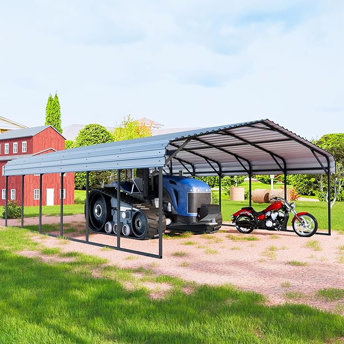 EASYHAWK 20'x30' Metal Carport,Heavy Duty Carport Canopy,Galvanized Steel Roof,Outdoor Carport Metal Garage Shelter 2 Vehicle,Truck,Boat,SUV