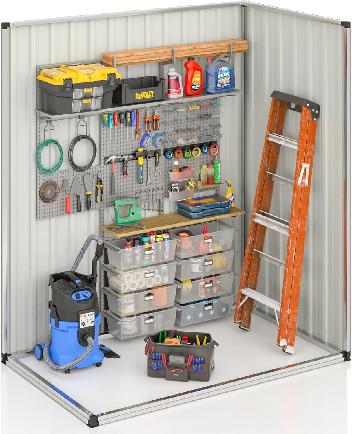 EASYHAWK 5x3 Feet (Approx. 5.2 x 3 Meters) Outdoor Storage Shed, Utility Metal Tool Storage with Lockable Door and Renewable Frame Structure, Metal Garden Shed for Backyard, Patio Lawn, Black, Black