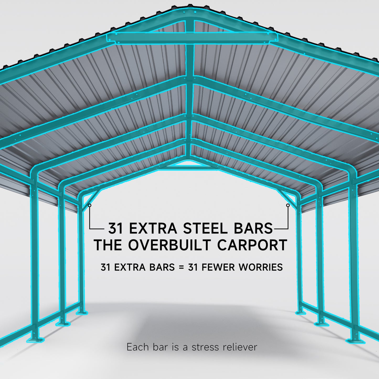 EASYHAWK  12 ft. W x 20 ft. D Metal Carport Steel Car Canopy and Shelter, Heavy Duty Carport for Cars, Boats, and Tractors, Grey