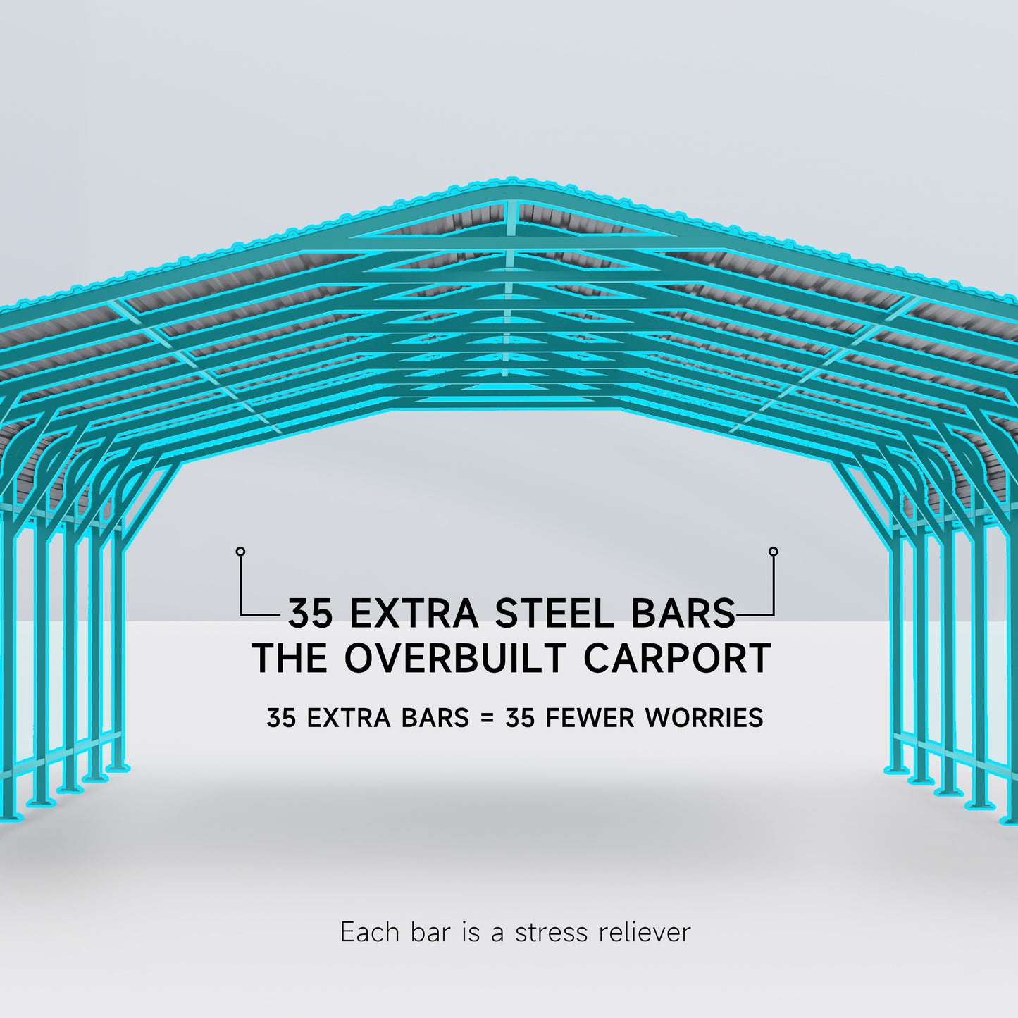 EASYHAWK  20 ft. W x 20 ft. D Metal Carport Steel Car Canopy and Shelter, Heavy Duty Carport for Cars, Boats, and Tractors, Grey