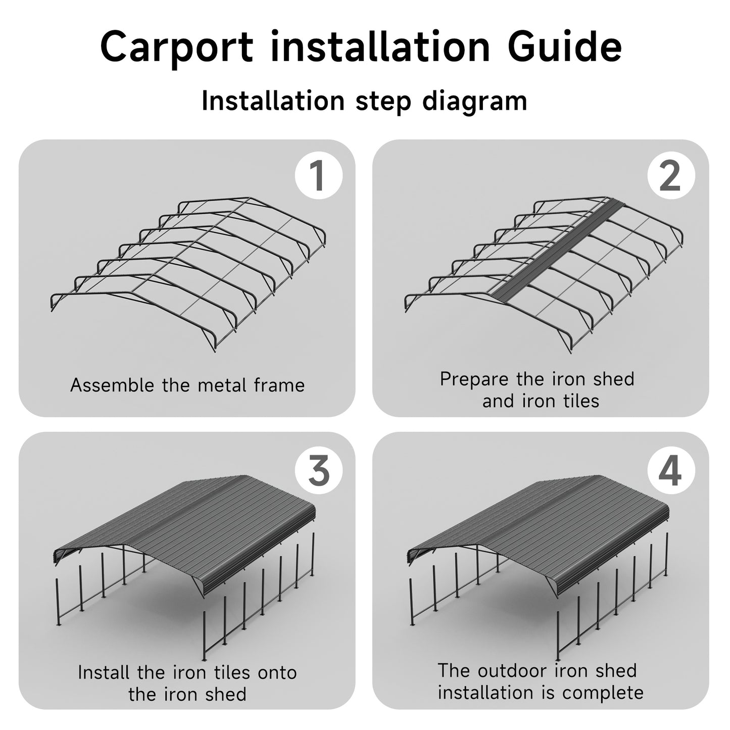 EASYHAWK 20 ft. W x 30 ft. D Metal Carport Steel Car Canopy and Shelter, Heavy Duty Carport for Cars