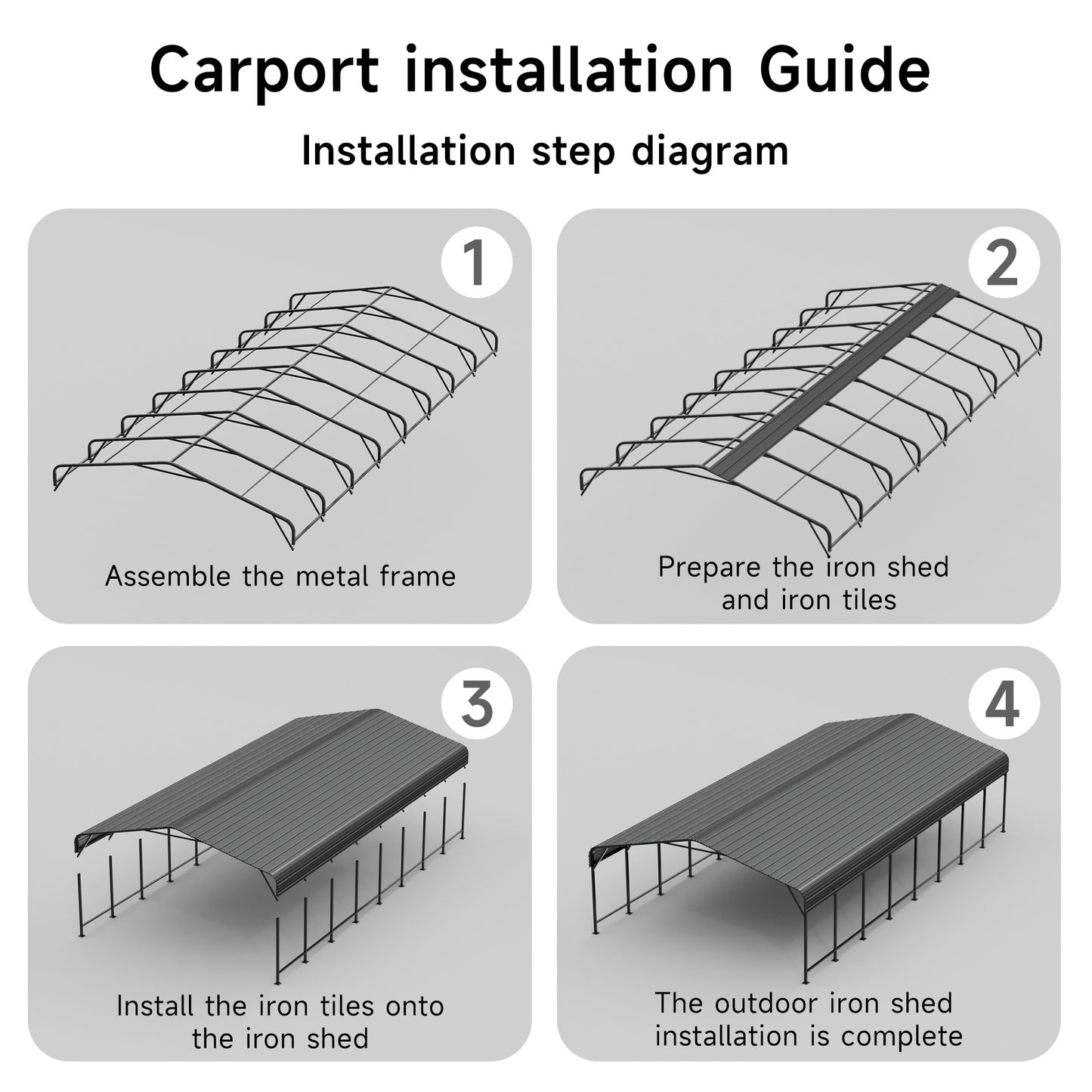 EASYHAWK 20 ft. W x 40 ft. D Metal Carport Steel Car Canopy and Shelter, Heavy Duty Carport for Cars