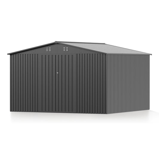 EASYHAWK 10FT x10FT Metal Outdoor Storage Shed, Heavy-Duty Steel Garden Shed with Lockable Doors for Backyard