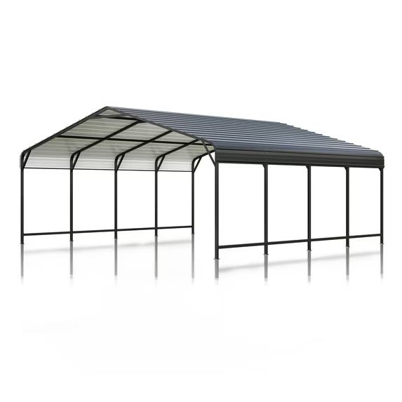 EASYHAWK 20x20 FT Heavy Duty Galvanized Steel Carport - Outdoor Metal Carport Vehicle Shelter for Cars, Trucks, SUVs,
