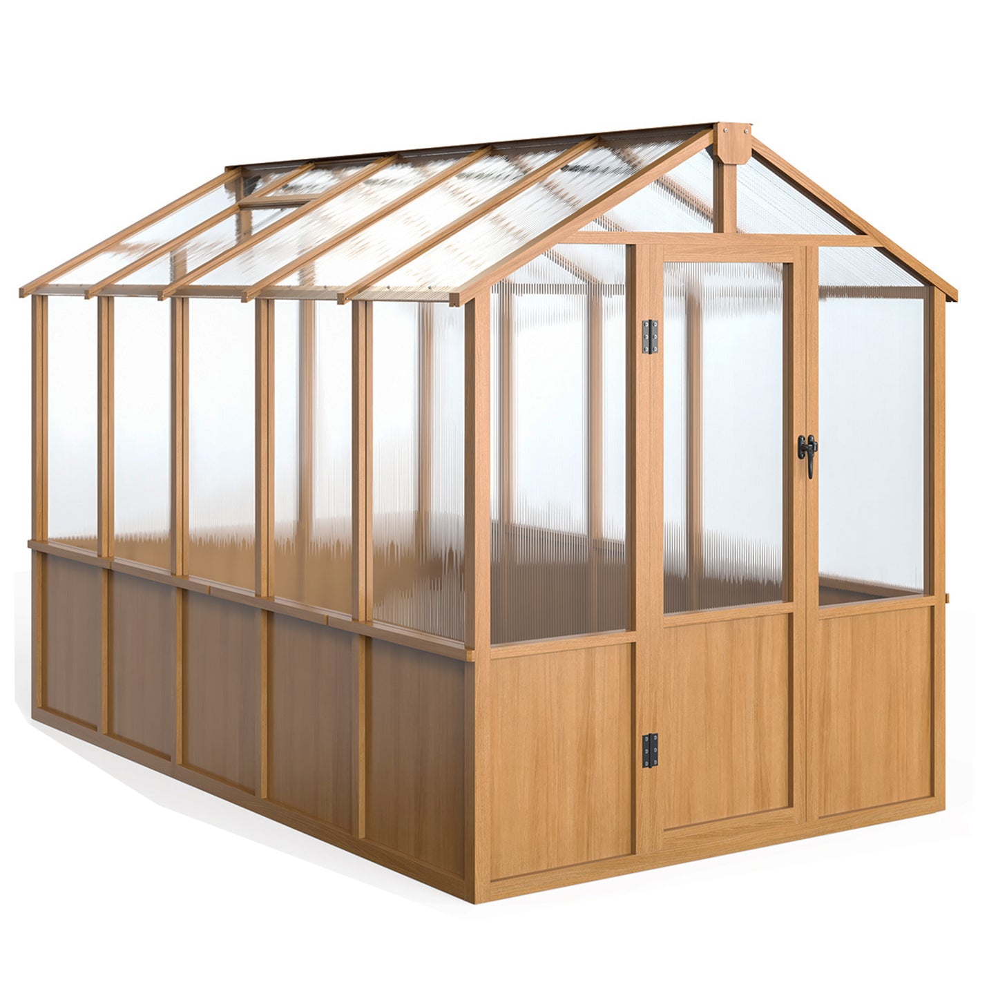 EASYHAWK 6 ft. W x 10 ft. D Wood Greenhouse for Outdoors,Polycarbonate Panel Wooden Walk-in Greenhouse Kit and Adjustable Roof Vent  with Lockable Door,Backyard Garden,Patio, Lawn