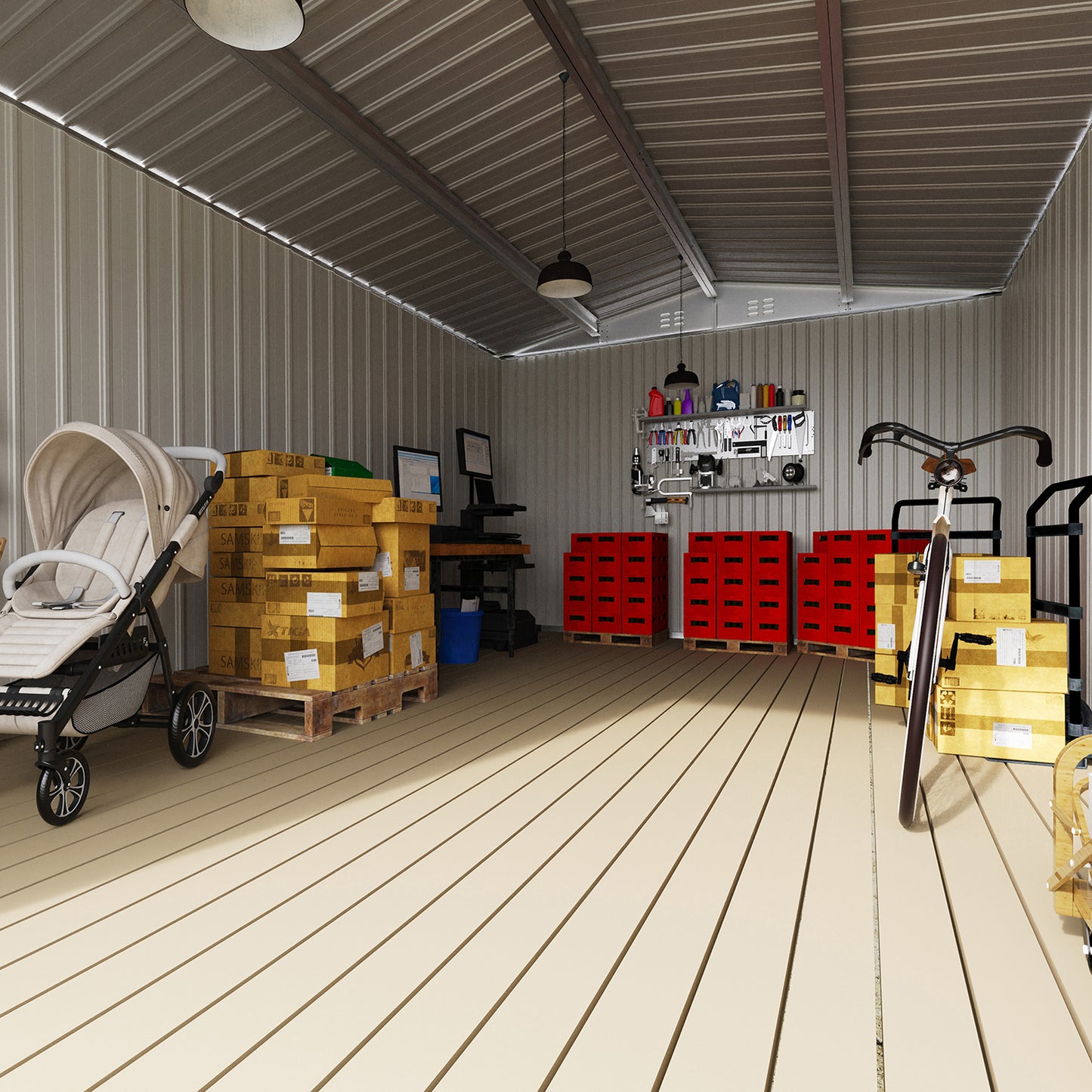 EASYHAWK 10FT x10FT Metal Outdoor Storage Shed, Heavy-Duty Steel Garden Shed with Lockable Doors for Backyard