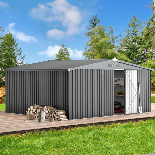 EASYHAWK Shed 14 inches x 12 inches (Approx. 30.8 x 20.8 cm) Storage Shed, Outdoor Metal Storage Shed and Outdoor Storage Cabinet 12 x 14 inches (Approx. 30.6 x 20.6 cm) with Lockable Door Large Steel Shelter Sheds Suitable for gardens, terraces Outdoor