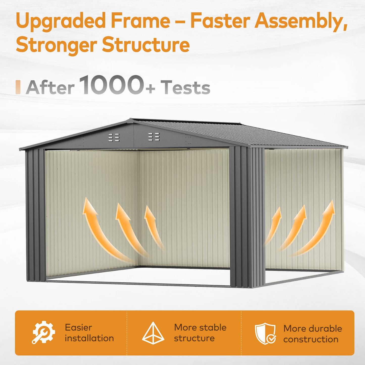 EASYHAWK 10FT x10FT Metal Outdoor Storage Shed, Heavy-Duty Steel Garden Shed with Lockable Doors for Backyard